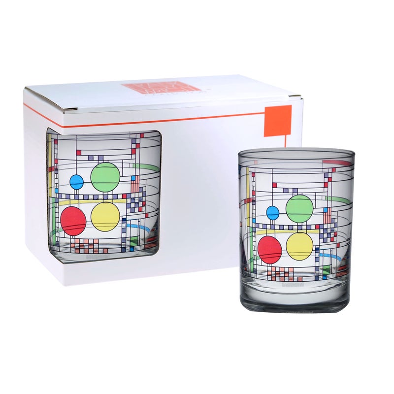 Culver Frank Lloyd Wright DOF Double Old Fashioned Glass 14-Ounce (Gift Boxed Set of 2, Coonley Playhouse) - Image 2